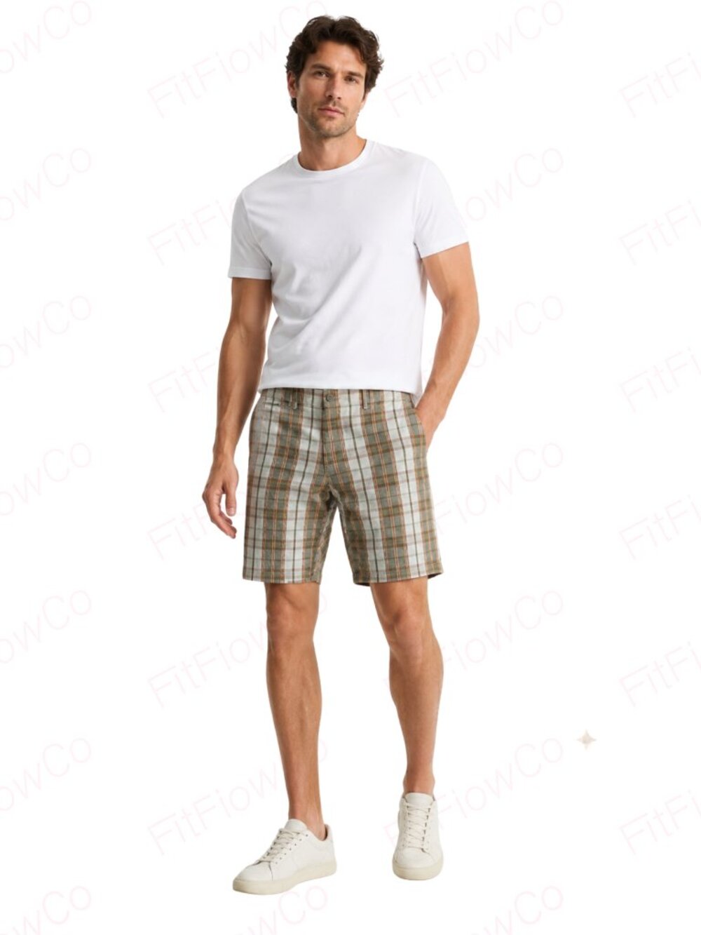 Lucky Brand Men’s Size 38 Plaid 100% Cotton Flat Front Casual Shorts